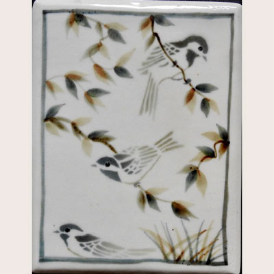 Perched Birds Clay Tile by Chris Kroupa