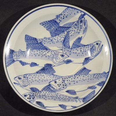 Blue and White Fish Platter by Chris Kroupa